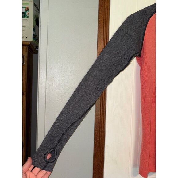 Lululemon Run Swiftly Tech Orange Gray Heather Long Sleeve Shirt Size 6 - Picture 3 of 12